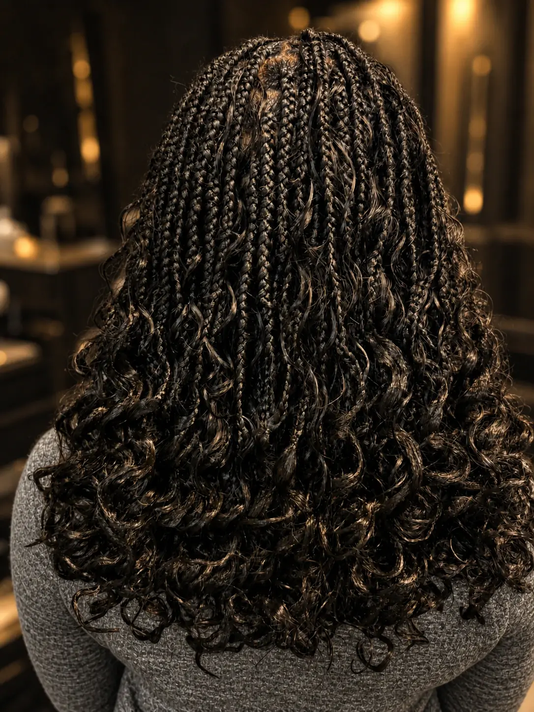Small black braids blended into full loose curls
