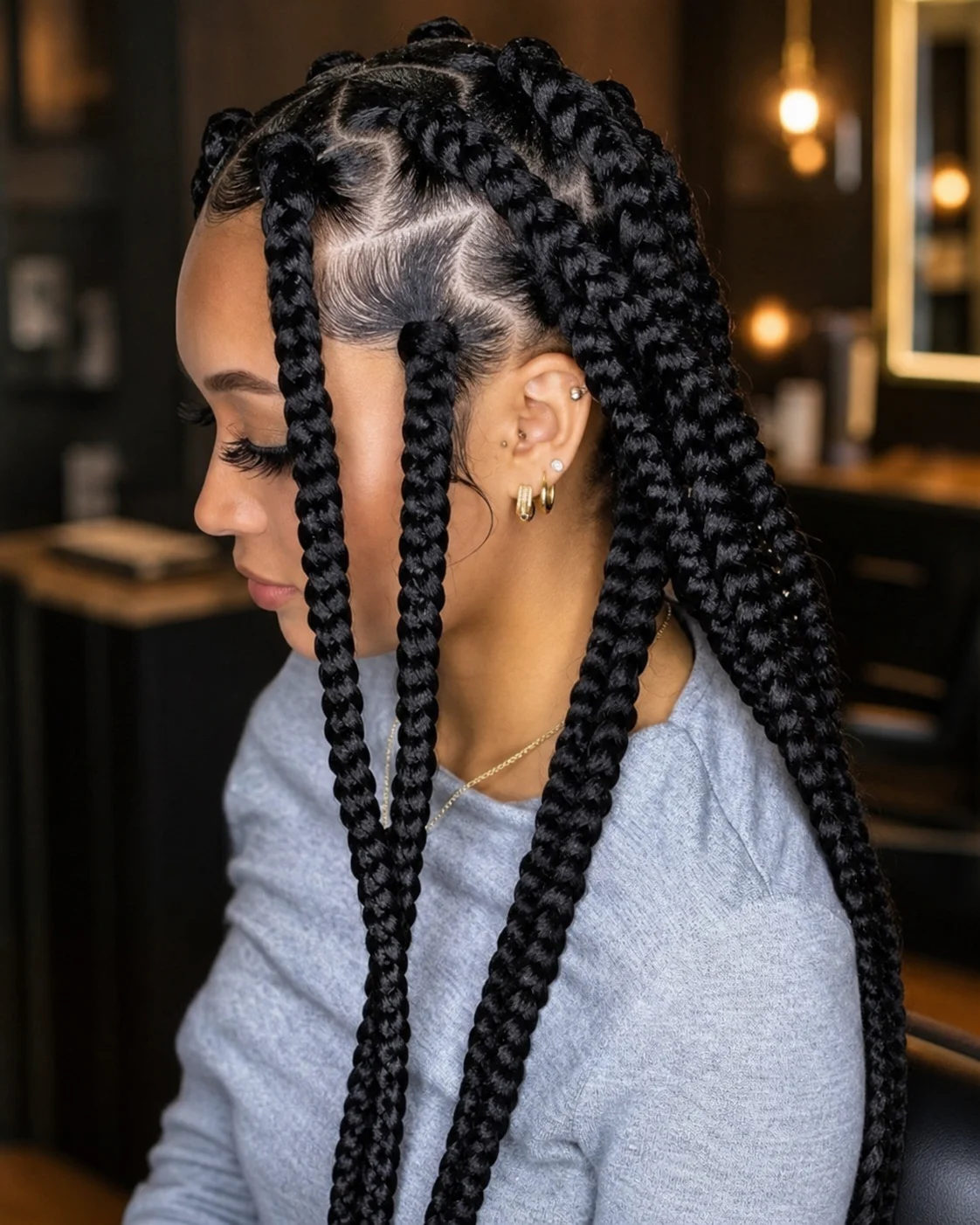 Long glossy rope twists with precise parting