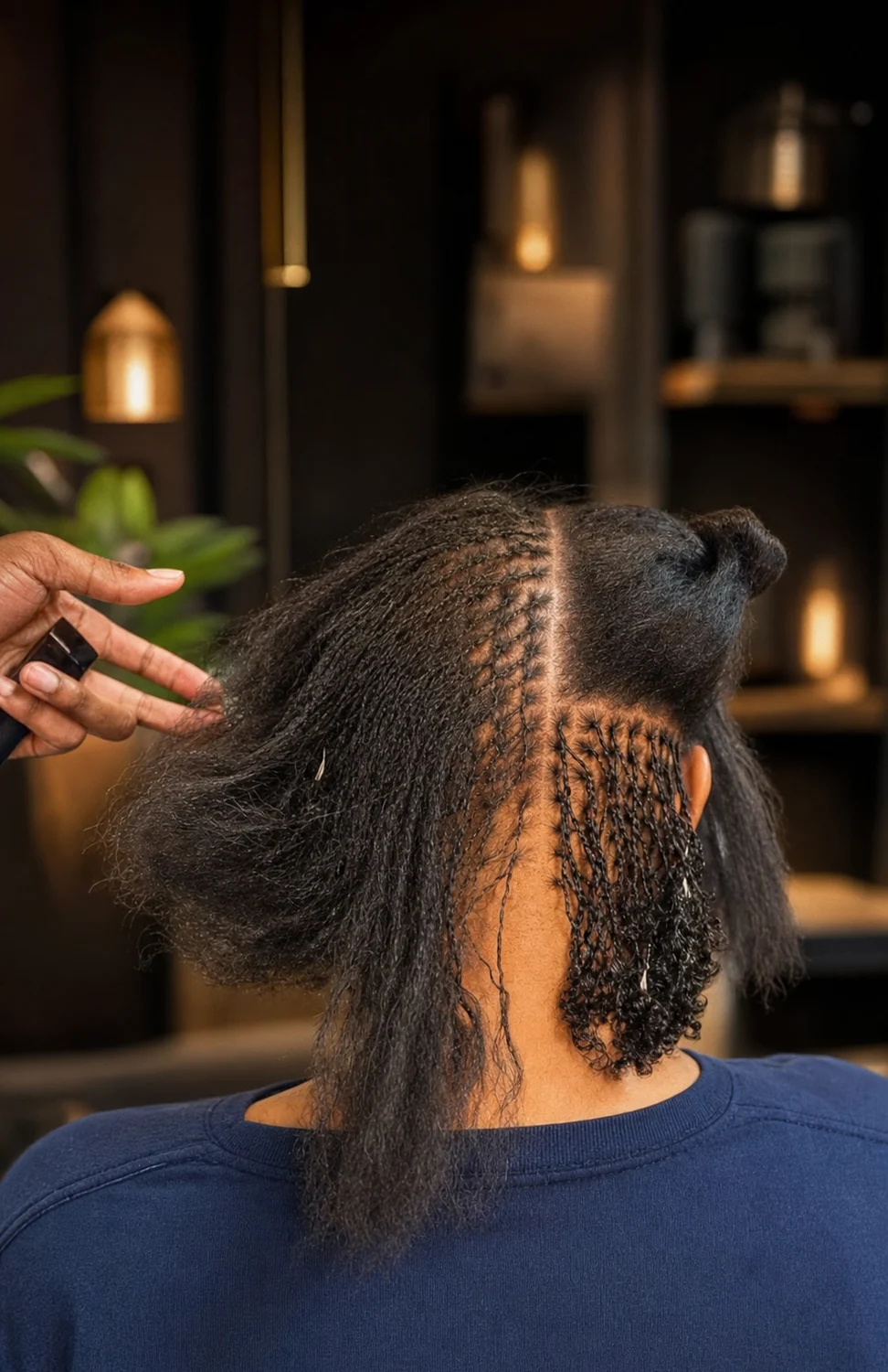 Precision micro-braid installation with clean center parting