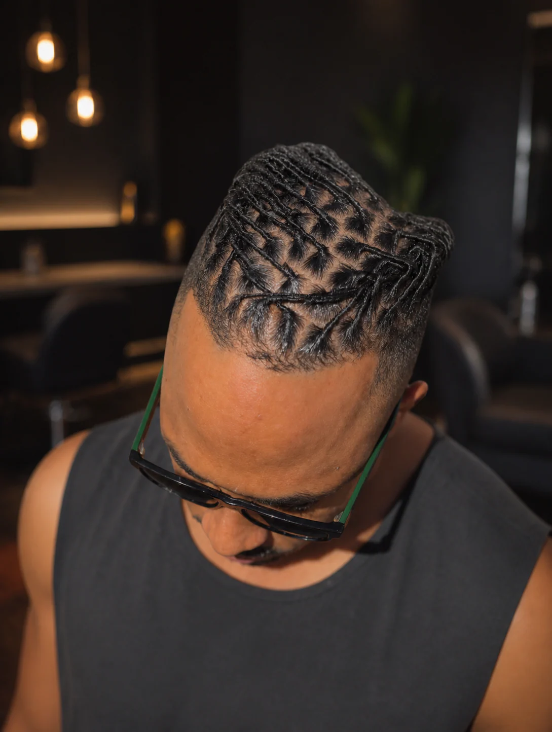 Finished braided loc updo with a precise geometric foundation by Samonti